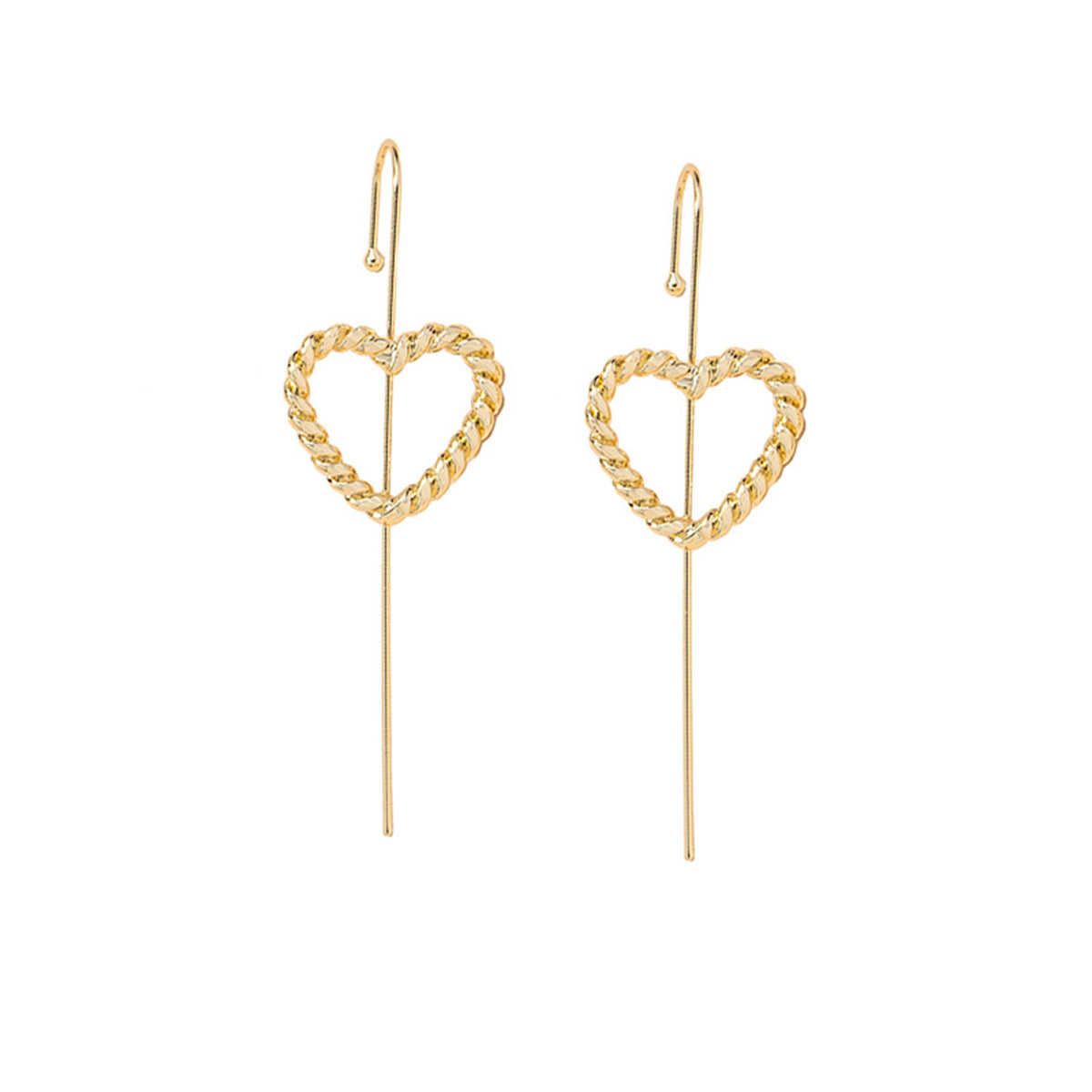 18K Gold-Plated Open Twine Heart Ear Cuffs