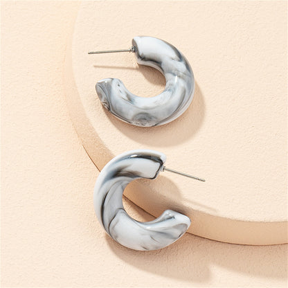 Gray Resin and Silver-Plated Huggie Earrings, silver huggie earrings, everyday style, side view