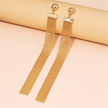 18K Gold-Plated Strand Drop Earrings, gold drop earrings for women, vintage-inspired design, front view