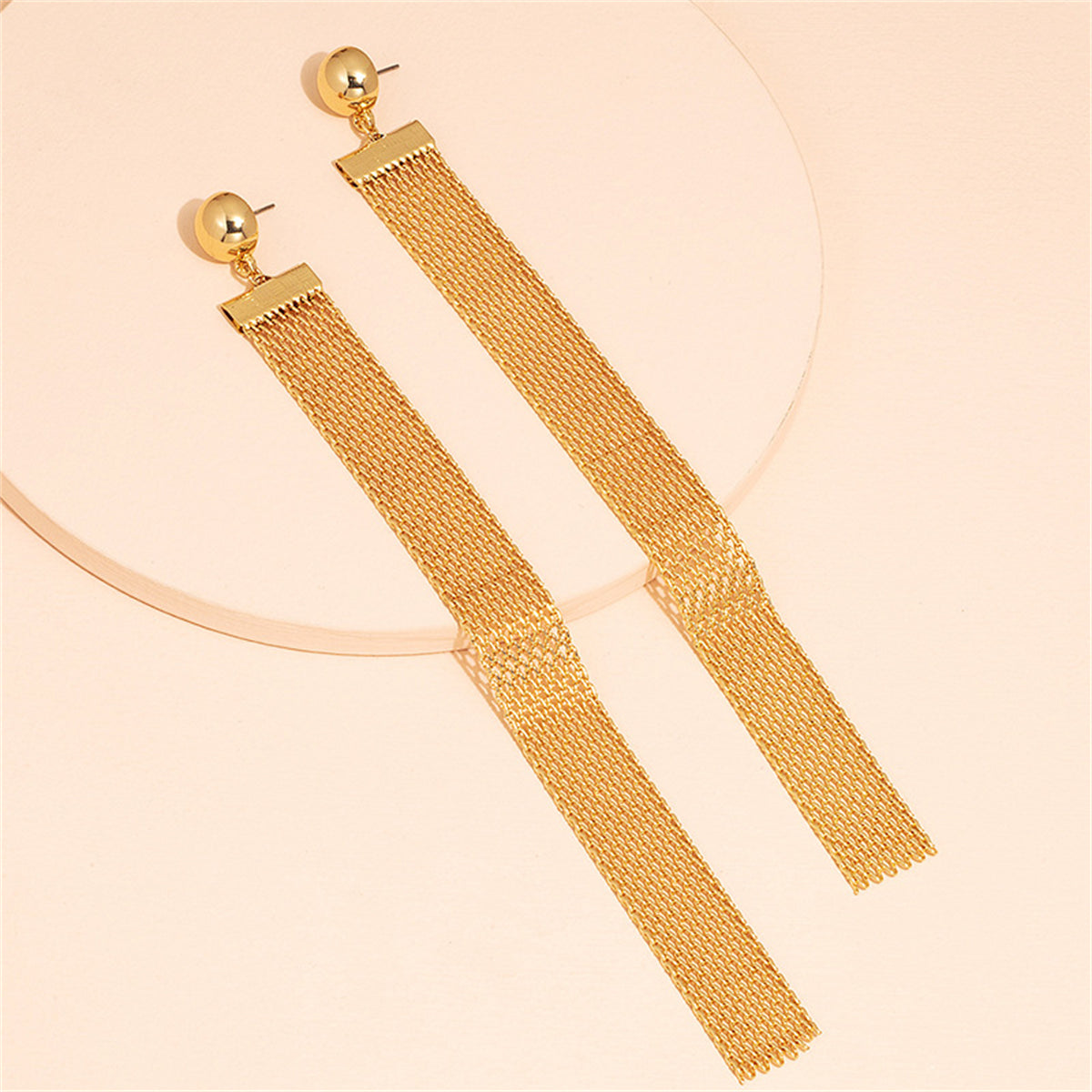 18K Gold-Plated Strand Drop Earrings, gold drop earrings for women, vintage-inspired design, side view
