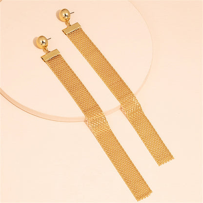 18K Gold-Plated Strand Drop Earrings, gold drop earrings for women, vintage-inspired design, side view