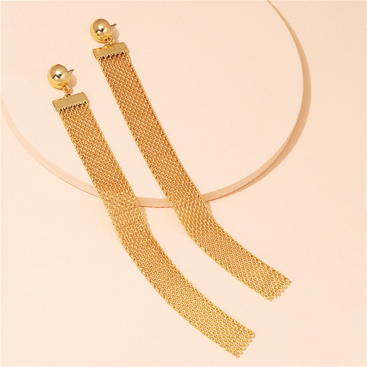 18K Gold-Plated Strand Drop Earrings, gold drop earrings for women, vintage-inspired design, detail close-up