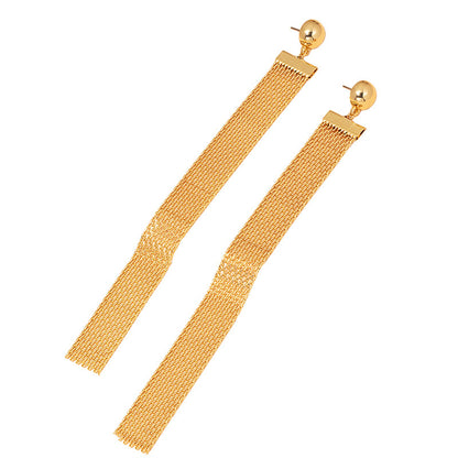 18K Gold-Plated Strand Drop Earrings, gold drop earrings for women, vintage-inspired design, styled look