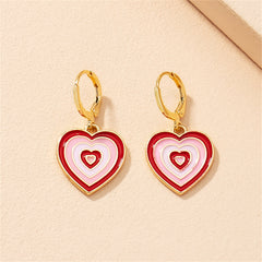 Red Enamel & 18K Gold-Plated Heart Huggie Earrings
