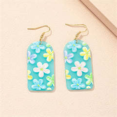 Blue Acrylic & 18K Gold-Plated Floral Drop Earrings