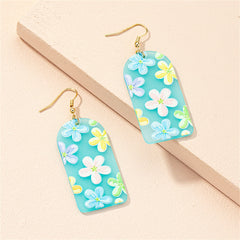 Blue Acrylic & 18K Gold-Plated Floral Drop Earrings