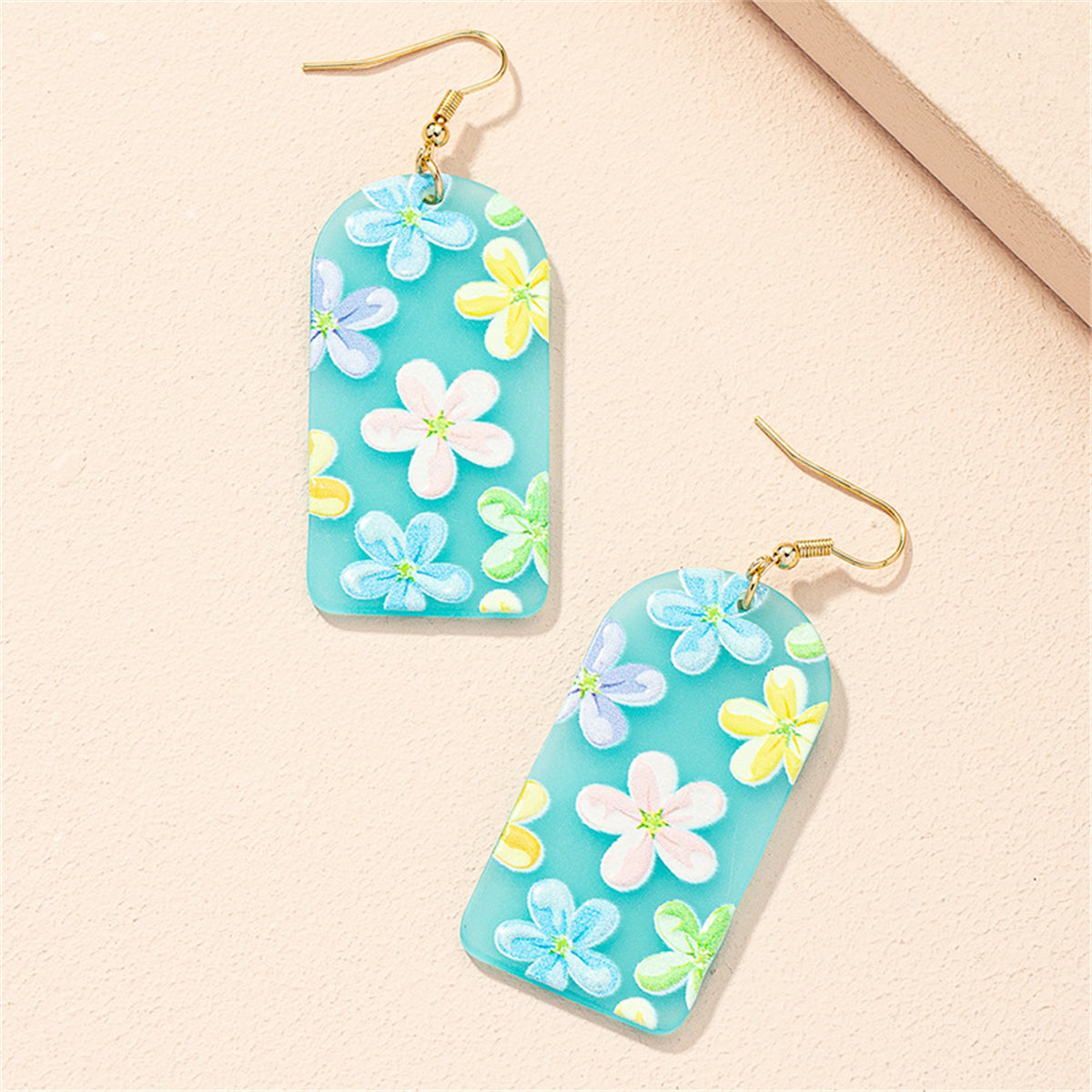 Blue Acrylic & 18K Gold-Plated Floral Drop Earrings