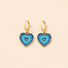 Blue Enamel & 18K Gold-Plated Heart Huggie Drop Earrings