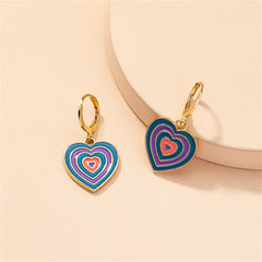 Blue & Purple Enamel 18K Gold-Plated Halo Heart Drop Earrings