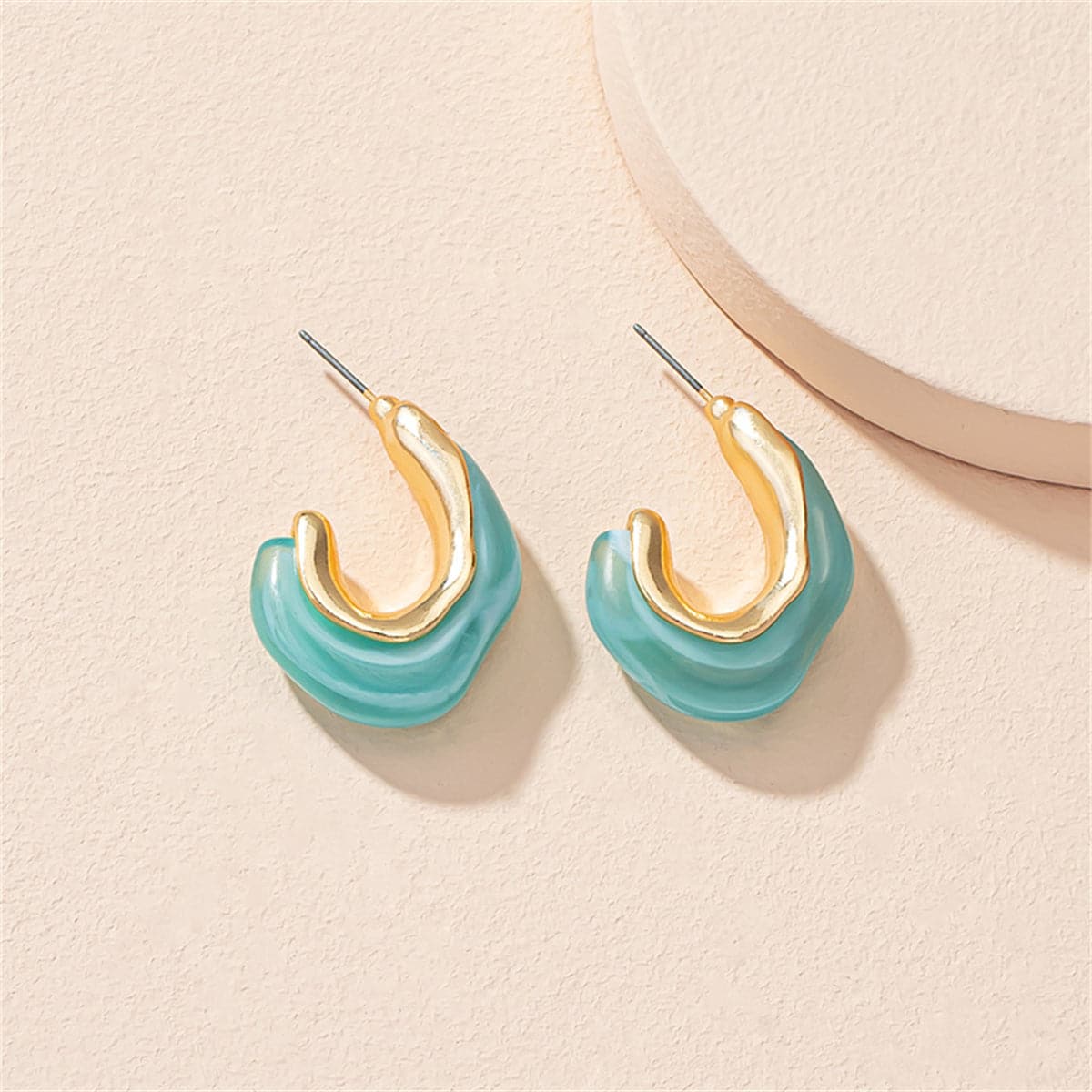 Light Blue Resin & 18K Gold-Plated Irregular Curve Drop Earrings