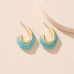 Light Blue Resin & 18K Gold-Plated Irregular Curve Drop Earrings