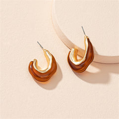 Amber Resin & 18K Gold-Plated Irregular Curve Drop Earrings