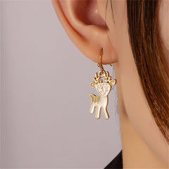 Enamel & 18K Gold-Plated Reindeer Drop Earrings