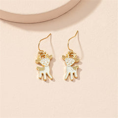 Enamel & 18K Gold-Plated Reindeer Drop Earrings
