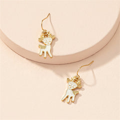 Enamel & 18K Gold-Plated Reindeer Drop Earrings