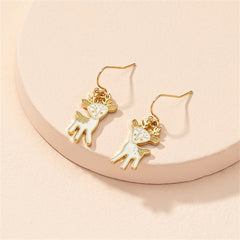 Enamel & 18K Gold-Plated Reindeer Drop Earrings