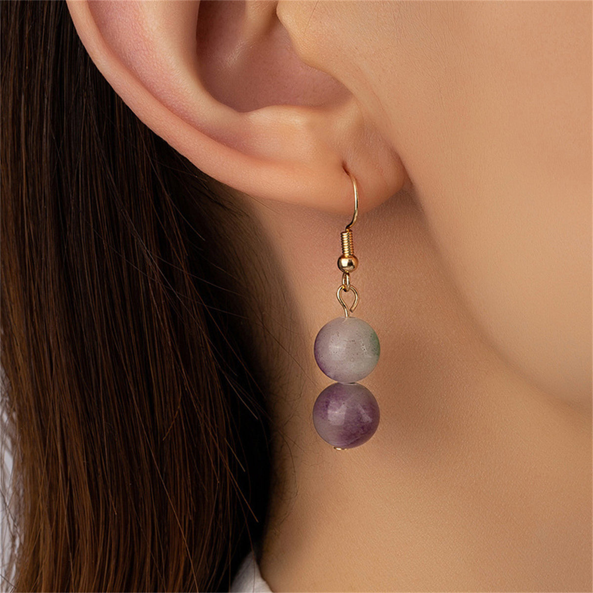 Purple Quartz & 18K Gold-Plated Circle Drop Earrings