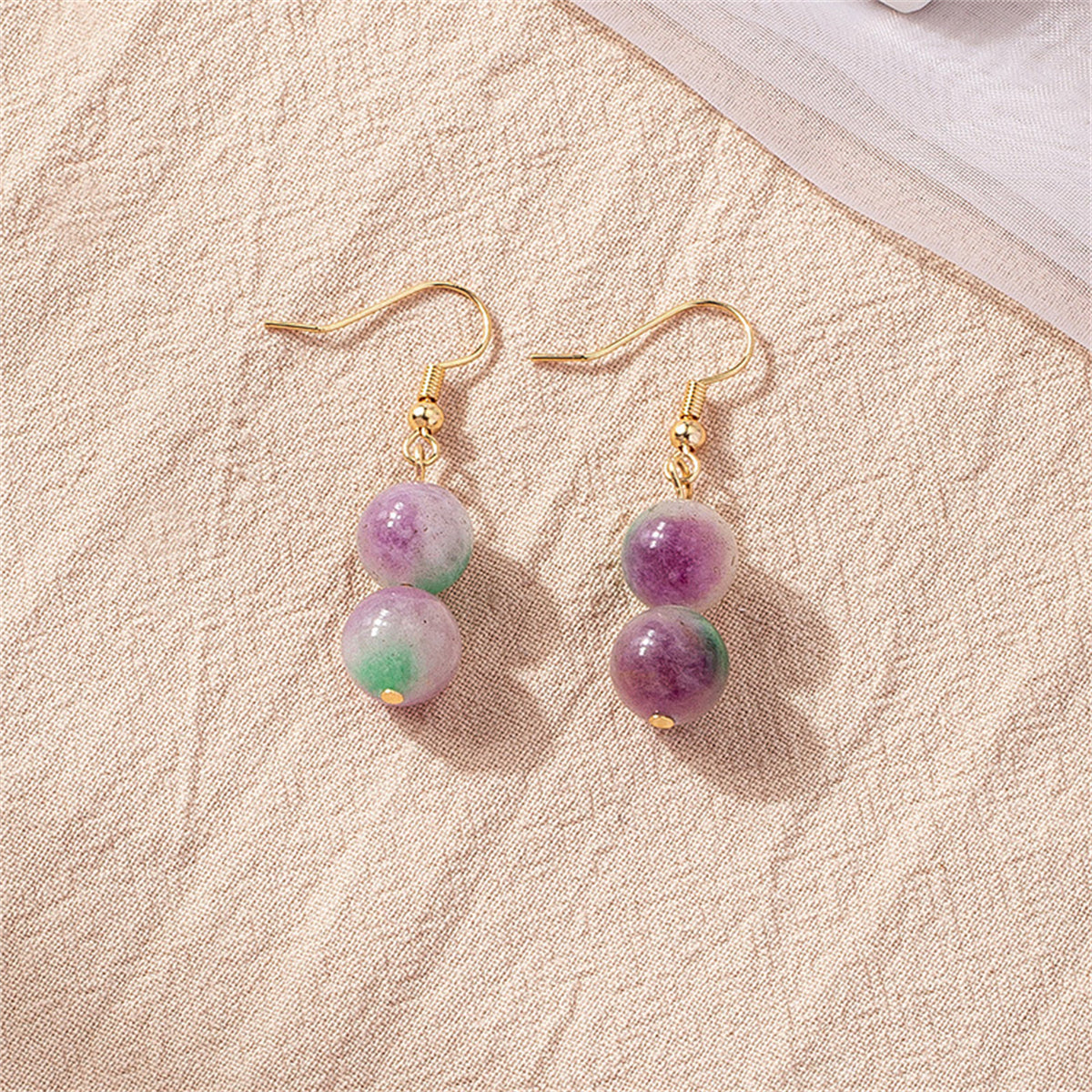 Purple Quartz & 18K Gold-Plated Circle Drop Earrings