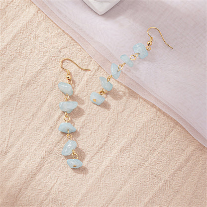 Blue Quartz and 18K Gold-Plated Linear Drop Earrings, gold drop earrings for women, elegant gift for her, side view