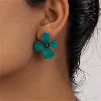 Green Floral Stud Earrings