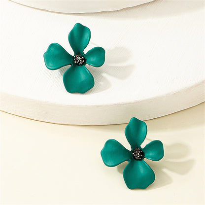 Green Floral Stud Earrings, stud earrings for women, elegant gift for her, styled look