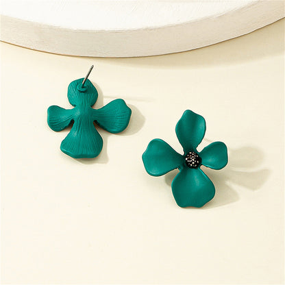 Green Floral Stud Earrings, stud earrings for women, elegant gift for her, side view