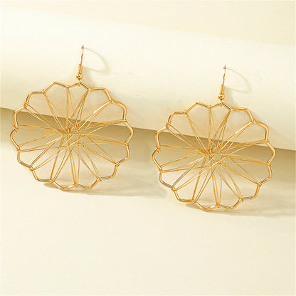18K Gold-Plated Openwork Mum Drop Earrings, gold drop earrings for women, botanical inspired, lifestyle look