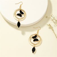 Black Crystal & Cubic Zirconia 18k Gold-Plated Butterfly Drop Earrings