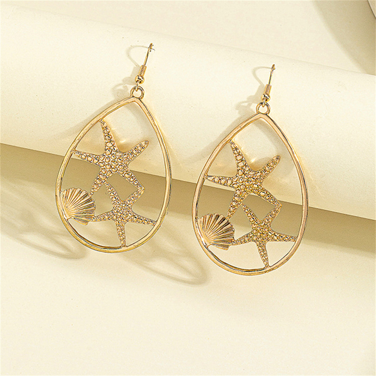 18K Gold-Plated Shell Starfish Drop Earrings