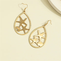 18K Gold-Plated Shell Starfish Drop Earrings