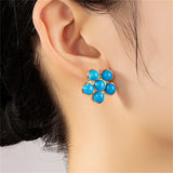 Turquoise & 18k Gold-Plated Flower Stud Earrings