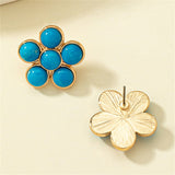 Turquoise & 18k Gold-Plated Flower Stud Earrings