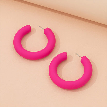 Rose Enamel and Silver-Plated C-Shape Huggie Earrings, silver huggie earrings, everyday style, side view
