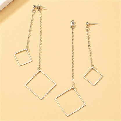 Silver-Plated Square Drop Earrings, silver drop earrings for women, botanical inspired, styled look
