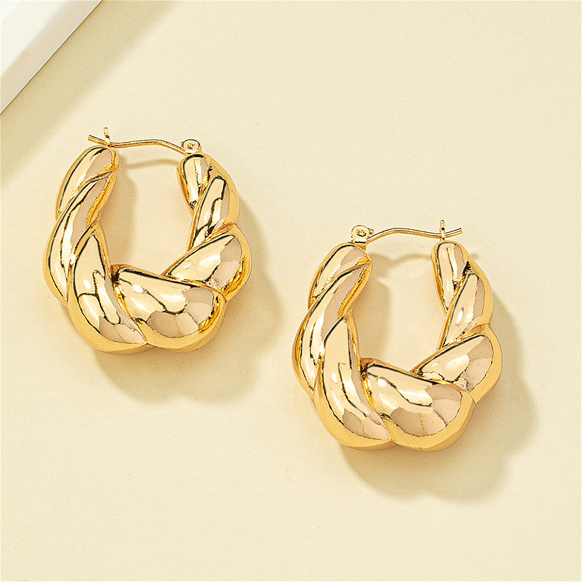 18K Gold-Plated Twisted Hoop Earrings