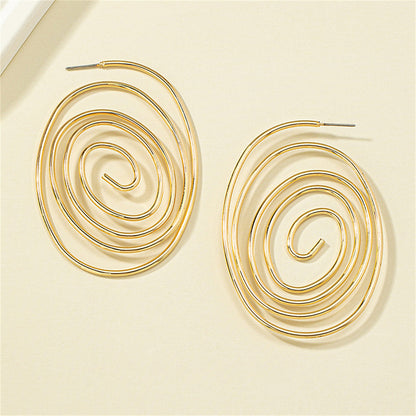 18K Gold-Plated Vortex Hoop Earrings, gold drop earrings for women, dainty minimalist design, lifestyle look