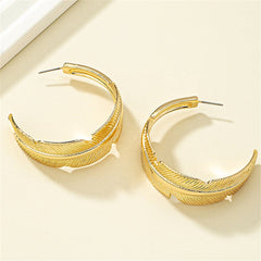 18K Gold-Plated Feather Hoop Earrings
