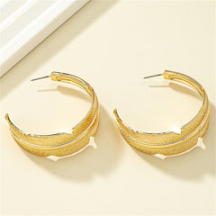 18K Gold-Plated Feather Hoop Earrings