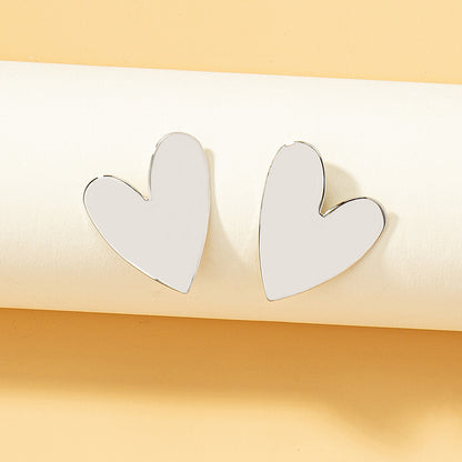 Silver-Plated Heart Stud Earrings, silver stud earrings for women, elegant gift for her, detail close-up