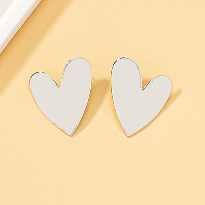 Silver-Plated Heart Stud Earrings, silver stud earrings for women, elegant gift for her, side view