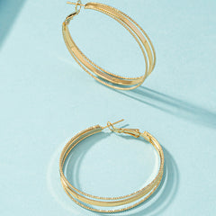 18K Gold-Plated Tri-Layered Hoop Earrings