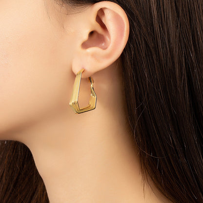 18K Gold-Plated Stacked Geometric Huggie Earrings