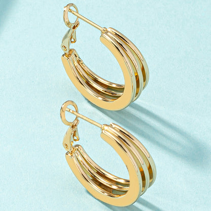 18K Gold-Plated Layered Huggie Earrings, gold huggie earrings, botanical inspired, detail close-up