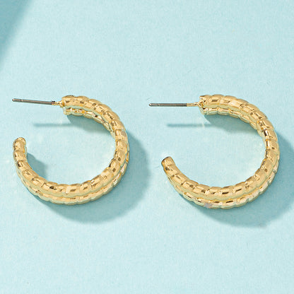 18K Gold-Plated Layered Twine Huggie Earrings, gold huggie earrings, elegant gift for her, side view