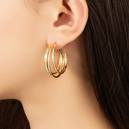 18K Gold-Plated Layered Huggie Earrings