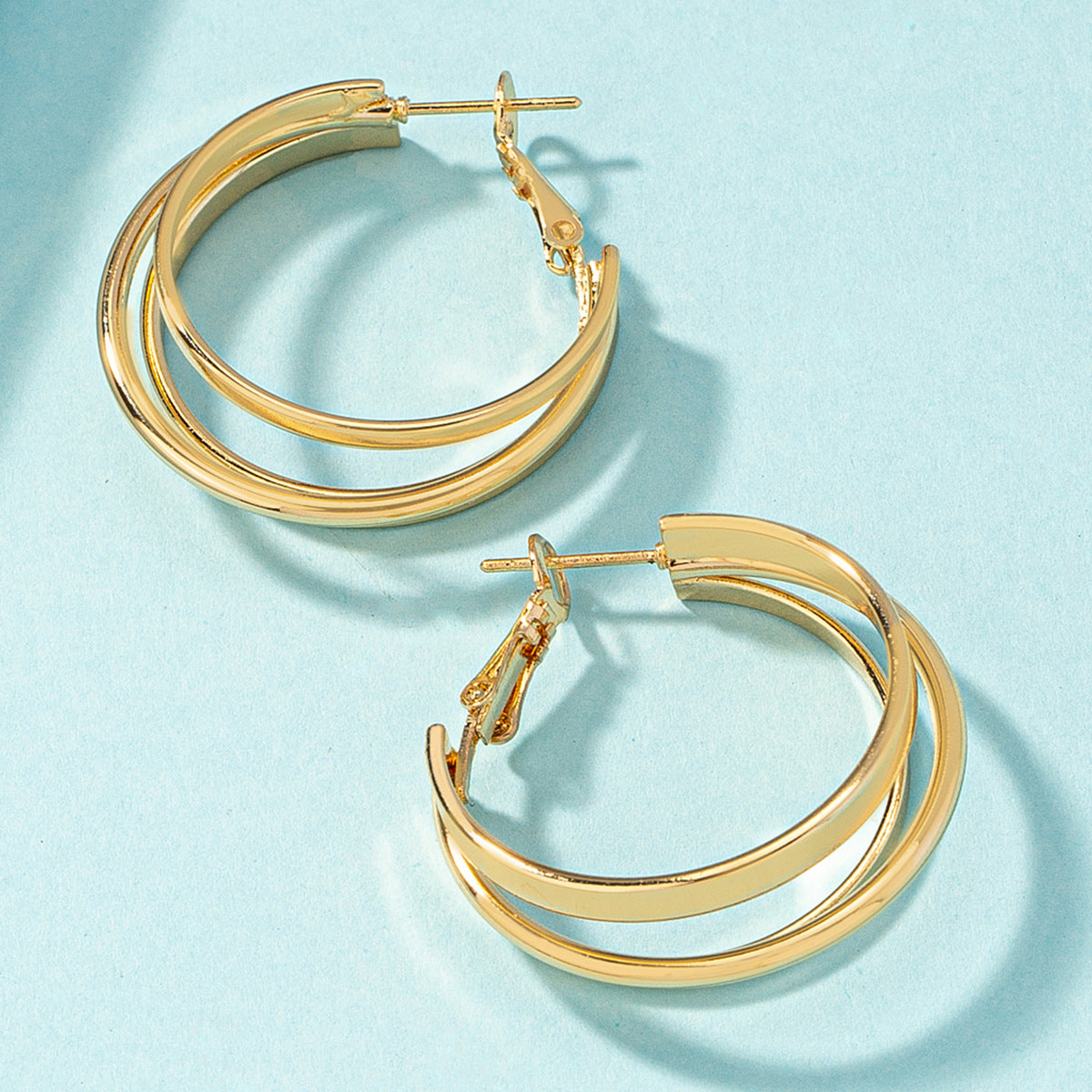 18K Gold-Plated Layered Huggie Earrings, gold huggie earrings, everyday style, styled look