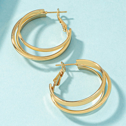 18K Gold-Plated Layered Huggie Earrings, gold huggie earrings, everyday style, styled look