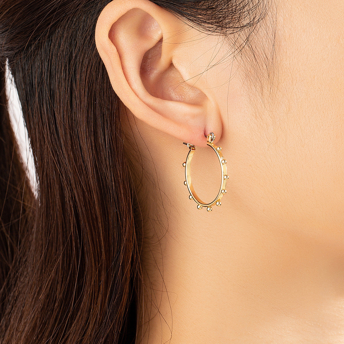 18K Gold-Plated Beaded Hoop Earrings