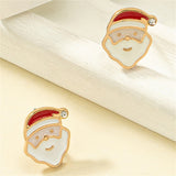 Cubic Zirconia & 18k Gold-Plated Santa Stud Earrings