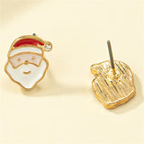 Cubic Zirconia & 18k Gold-Plated Santa Stud Earrings